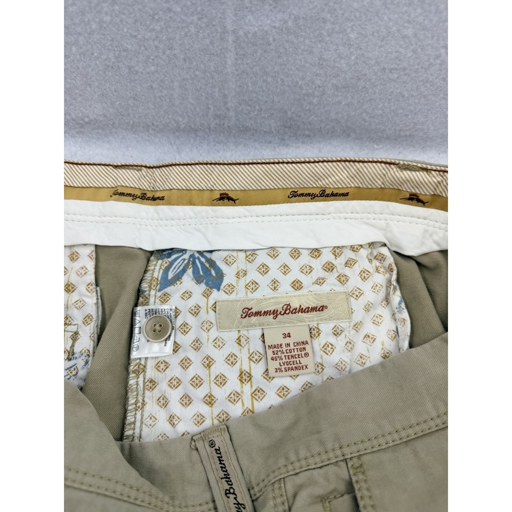 Tommy Bahama Men's Beige Chino Shorts Cotton Blend Pockets Flat Front Size 34 - Picture 3 of 7